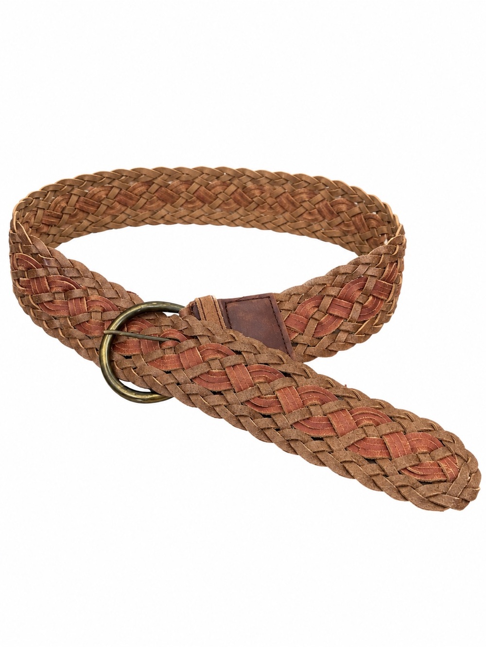 Hollister Braided Double-Ring Belt in Tan and Rust